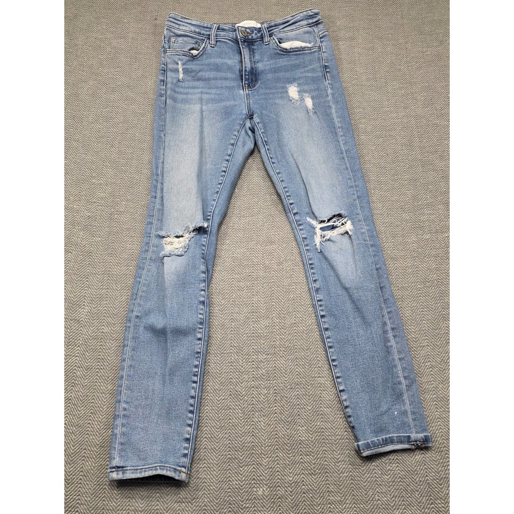 Vervet Blue Distressed Skinny Jeans Light Wash Ripped Knee VT1061 Size 29 Mens